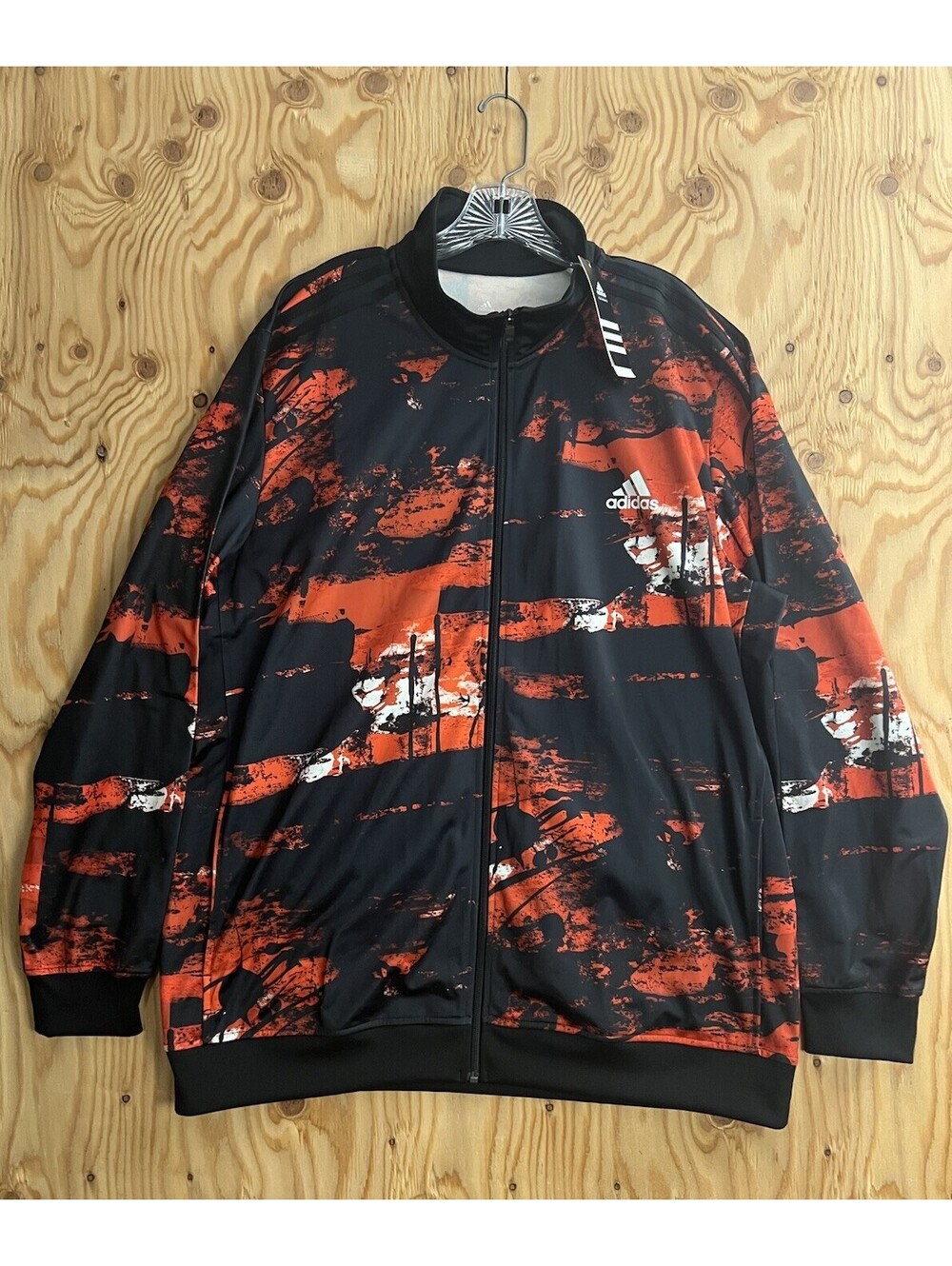 Adidas Mens 2XL Red Paint Splatter 3 Stripes Track Jacket Full Zip